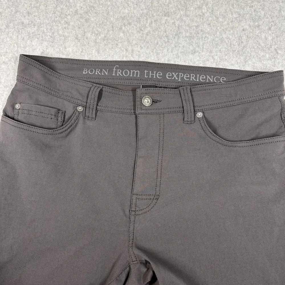 PrAna Brion Men's 34x32 Gray Slim Fit Nylon Stretch Hiking Outdoor Gorpcore
